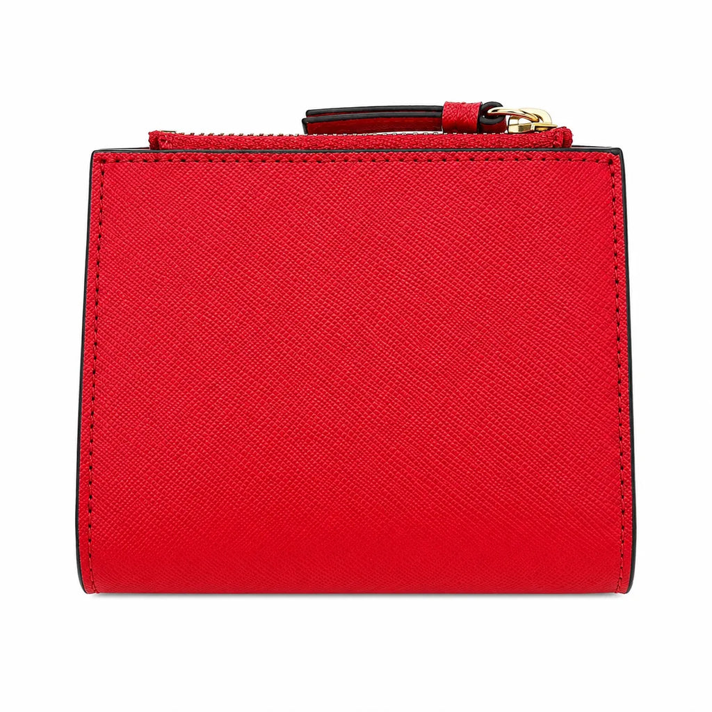 Tory Burch Robinson | Red Saffiano leather multi-card slots and zippered coin pocket small and foldable women's wallet