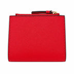 Tory Burch Robinson | Red Saffiano leather multi-card slots and zippered coin pocket small and foldable women's wallet