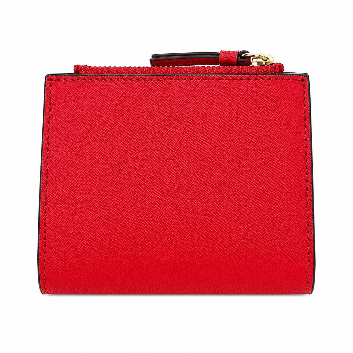 Tory Burch Robinson | Red Saffiano leather multi-card slots and zippered coin pocket small and foldable women's wallet