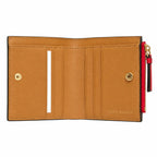 Tory Burch Robinson | Red Saffiano leather multi-card slots and zippered coin pocket small and foldable women's wallet