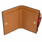 Tory Burch Robinson | Red Saffiano leather multi-card slots and zippered coin pocket small and foldable women's wallet