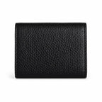 Tory Burch Miller black pebbled leather wallet with multiple card slots and a zippered coin pocket compact and foldable women's wallet