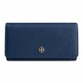 Tory Burch Robinson Navy Blue Saffiano Leather Handbag with Multiple Card Slots and Zippered Coin Purse  Women's Foldable Clutch