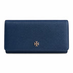 Tory Burch Robinson Navy Blue Saffiano Leather Handbag with Multiple Card Slots and Zippered Coin Purse  Women's Foldable Clutch