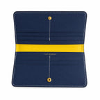 Tory Burch T Monogram Navy Blue and Beige Jacquard Fabric Multi-Card Slots and Back Zip Pocket Women's Foldable Clutch