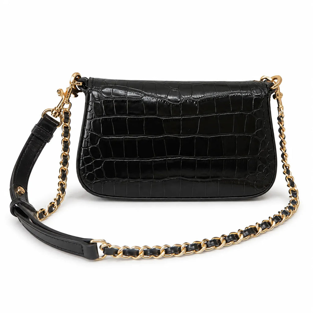 Tory Burch Britten black leather detachable chain shoulder strap multiple carrying options for women