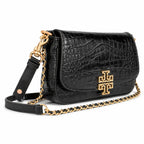 Tory Burch Britten black leather detachable chain shoulder strap multiple carrying options for women