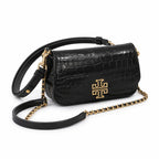 Tory Burch Britten black leather detachable chain shoulder strap multiple carrying options for women