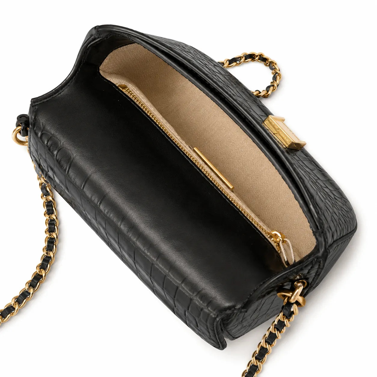 Tory Burch Britten black leather detachable chain shoulder strap multiple carrying options for women