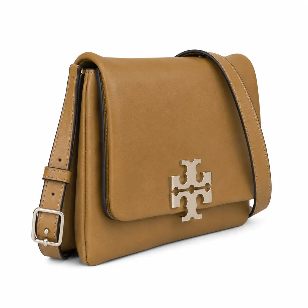 Tory Burch Eleanor wheatgrass green with silver double T adjustable shoulder straps offering multiple carrying options for women