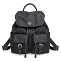 Tory Burch | Black adorned with a silver double-T logo and adjustable shoulder strap lightweight travel/commuter bag