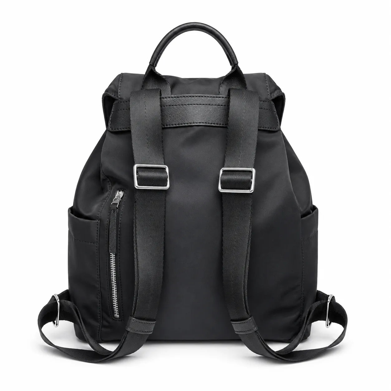 Tory Burch | Black adorned with a silver double-T logo and adjustable shoulder strap lightweight travel/commuter bag