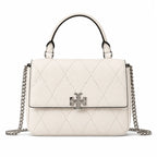 Tory Burch Kira, cloud white with a detachable chain shoulder strap a small and elegant women's handbag