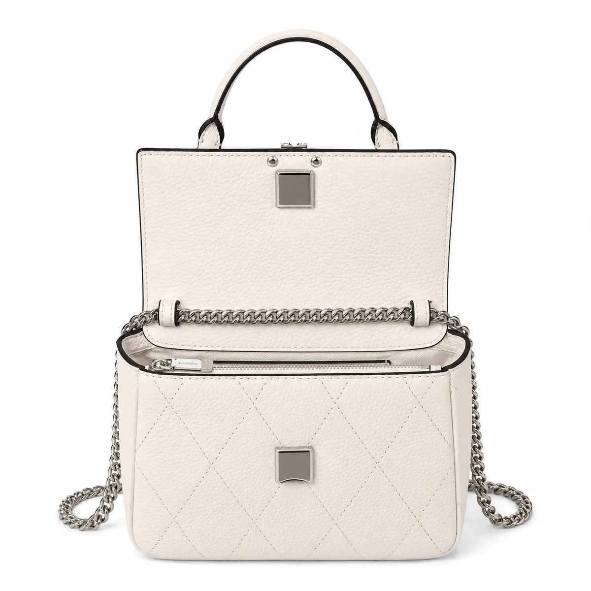 Tory Burch Kira, cloud white with a detachable chain shoulder strap a small and elegant women's handbag