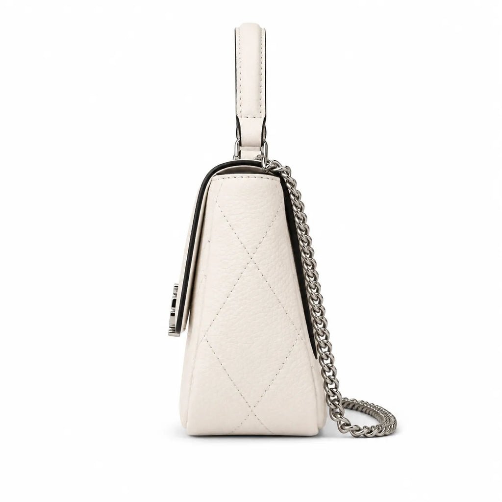 Tory Burch Kira, cloud white with a detachable chain shoulder strap a small and elegant women's handbag