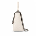 Tory Burch Kira, cloud white with a detachable chain shoulder strap a small and elegant women's handbag