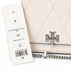 Tory Burch Kira, cloud white with a detachable chain shoulder strap a small and elegant women's handbag