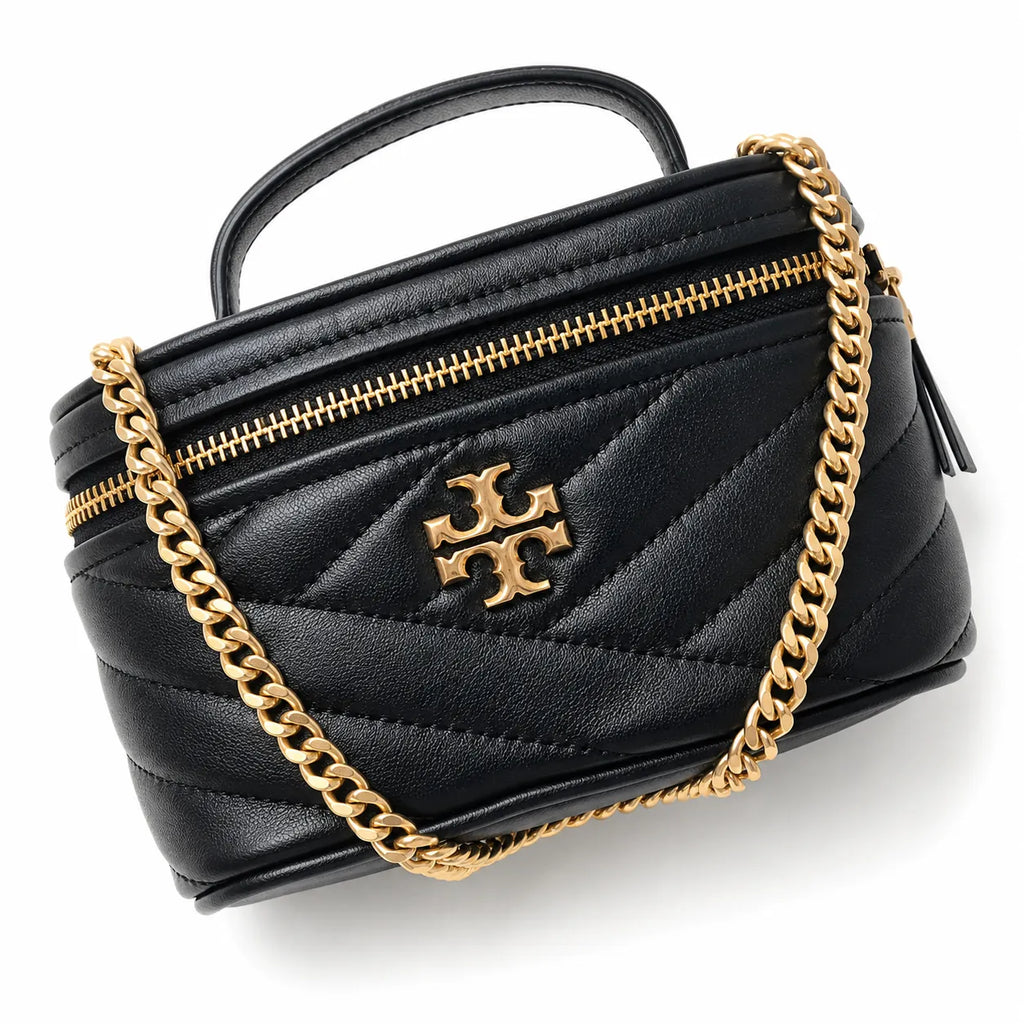 Tory Burch Kira black lambskin detachable chain shoulder strap small and elegant cosmetic bag can be worn crossbody suitable for women