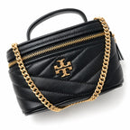 Tory Burch Kira black lambskin detachable chain shoulder strap small and elegant cosmetic bag can be worn crossbody suitable for women