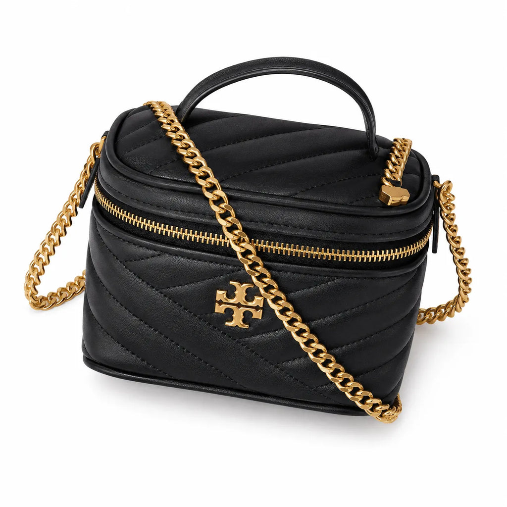 Tory Burch Kira black lambskin detachable chain shoulder strap small and elegant cosmetic bag can be worn crossbody suitable for women