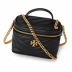 Tory Burch Kira black lambskin detachable chain shoulder strap small and elegant cosmetic bag can be worn crossbody suitable for women