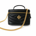 Tory Burch Kira black lambskin detachable chain shoulder strap small and elegant cosmetic bag can be worn crossbody suitable for women