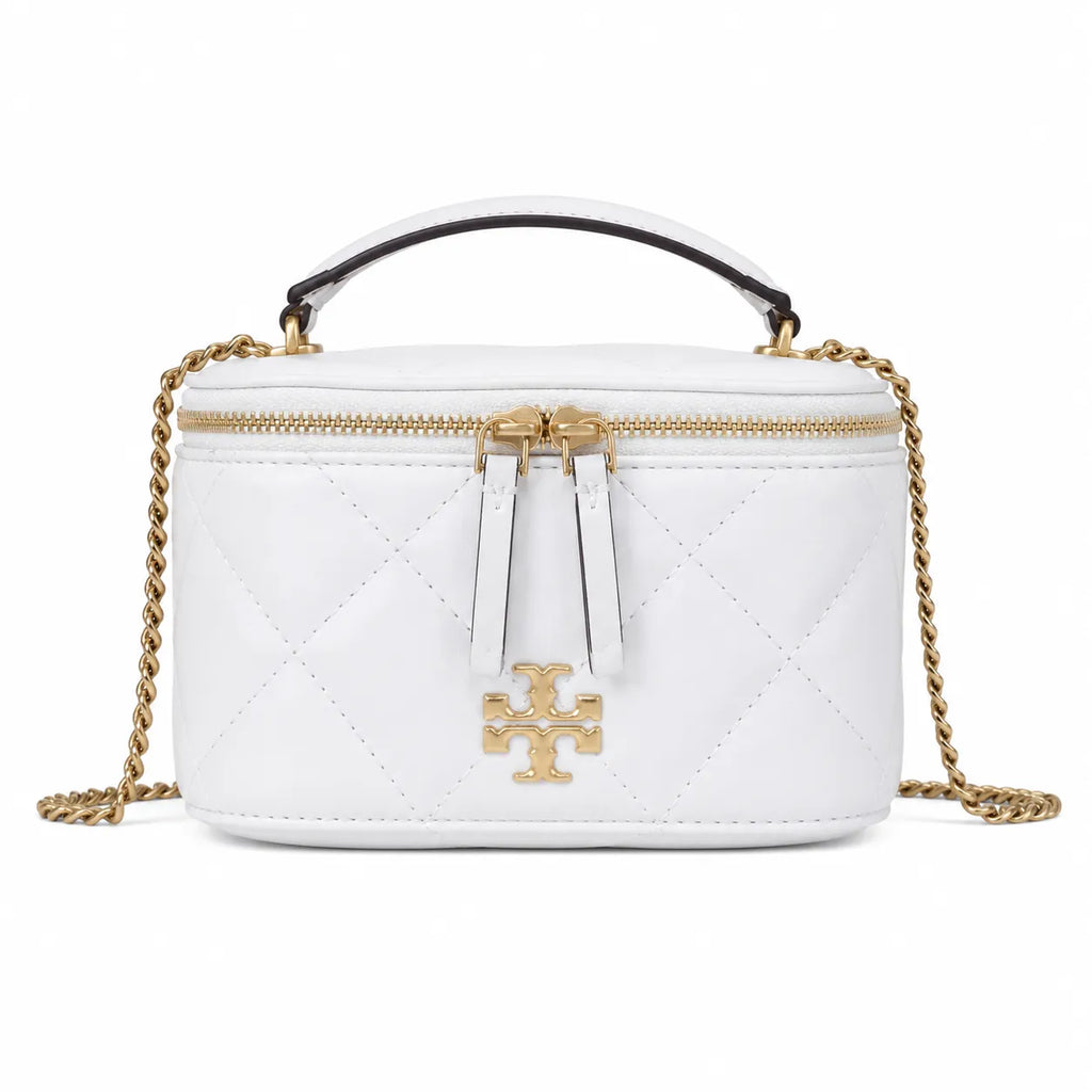 Tory Burch Kira white lambskin detachable chain shoulder strap small and elegant cosmetic bag can be worn crossbody suitable for women