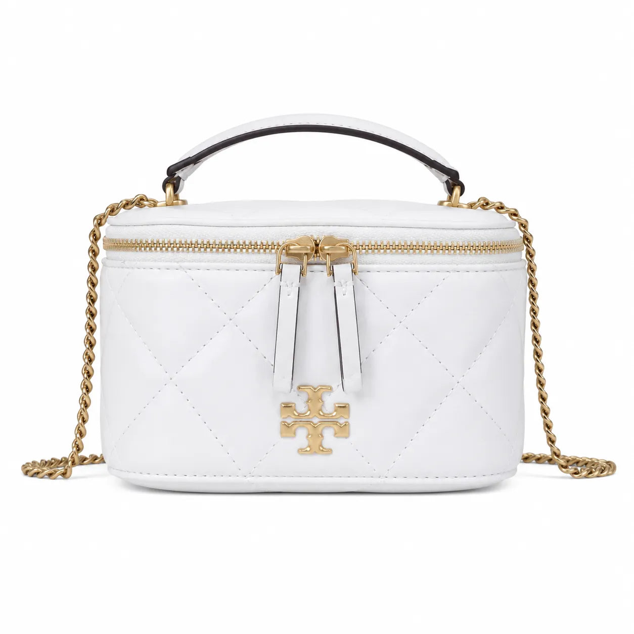 Tory Burch Kira white lambskin detachable chain shoulder strap small and elegant cosmetic bag can be worn crossbody suitable for women