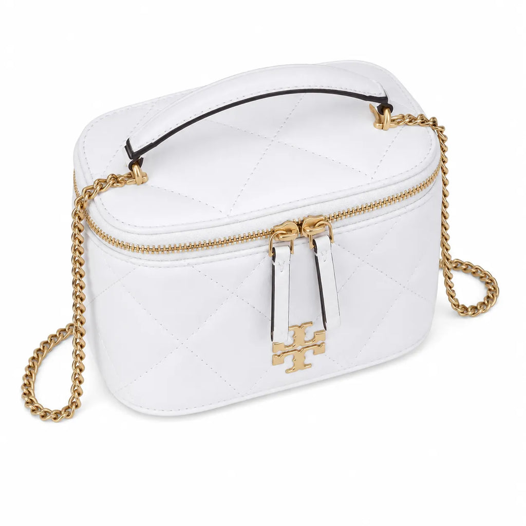 Tory Burch Kira white lambskin detachable chain shoulder strap small and elegant cosmetic bag can be worn crossbody suitable for women