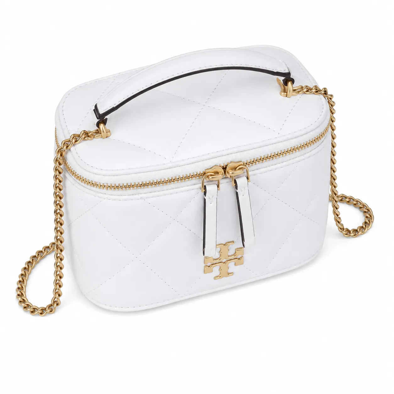 Tory Burch Kira white lambskin detachable chain shoulder strap small and elegant cosmetic bag can be worn crossbody suitable for women
