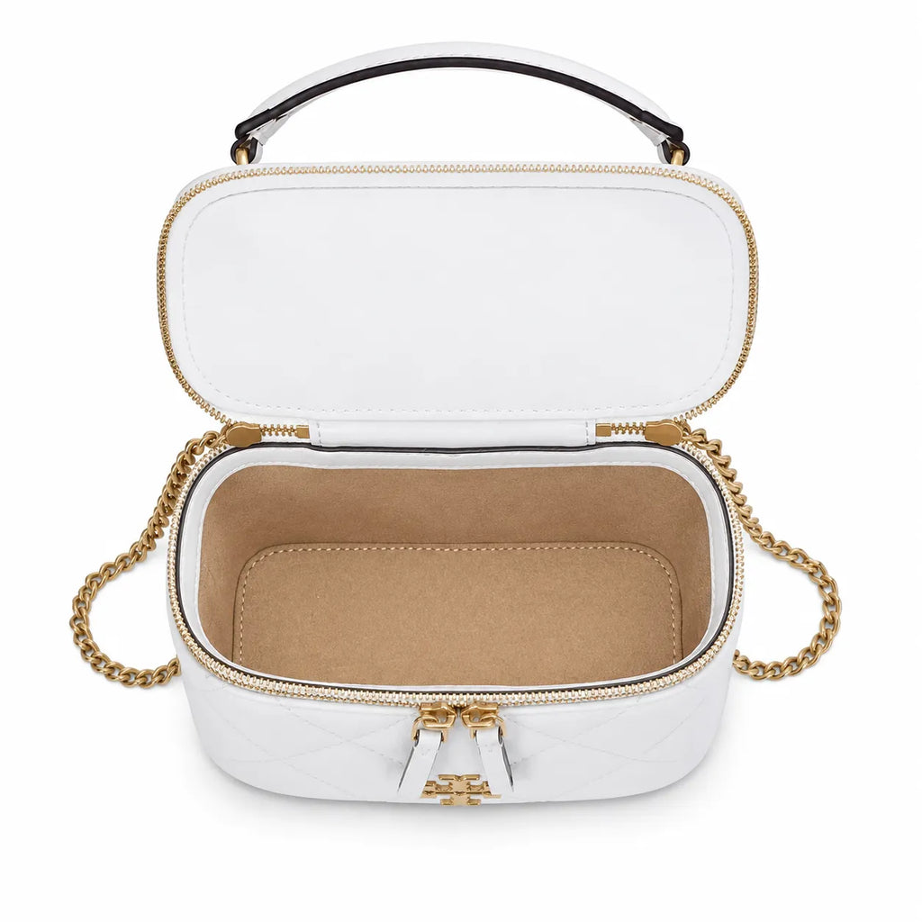 Tory Burch Kira white lambskin detachable chain shoulder strap small and elegant cosmetic bag can be worn crossbody suitable for women
