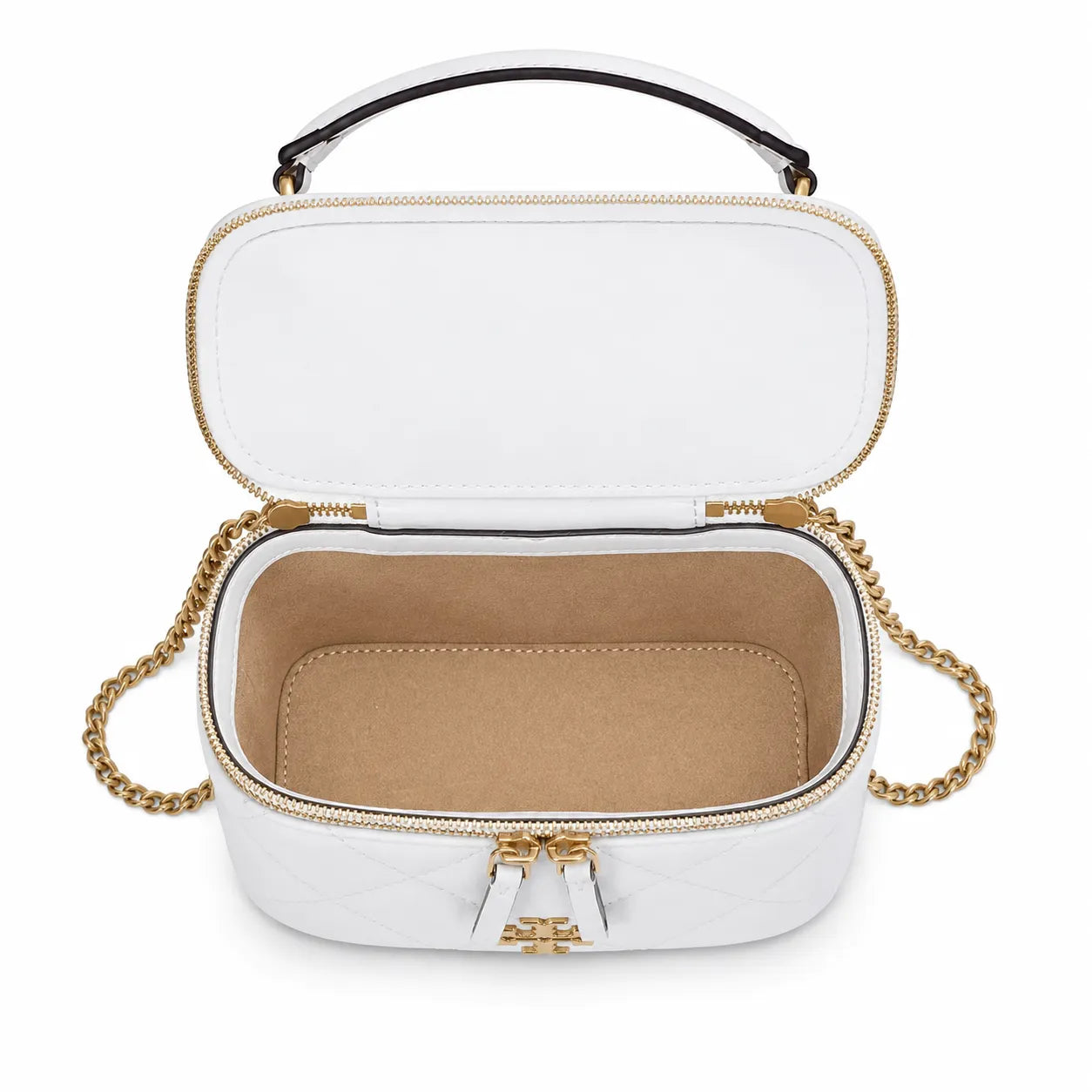 Tory Burch Kira white lambskin detachable chain shoulder strap small and elegant cosmetic bag can be worn crossbody suitable for women