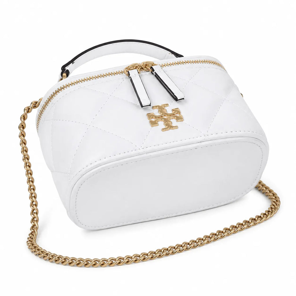 Tory Burch Kira white lambskin detachable chain shoulder strap small and elegant cosmetic bag can be worn crossbody suitable for women