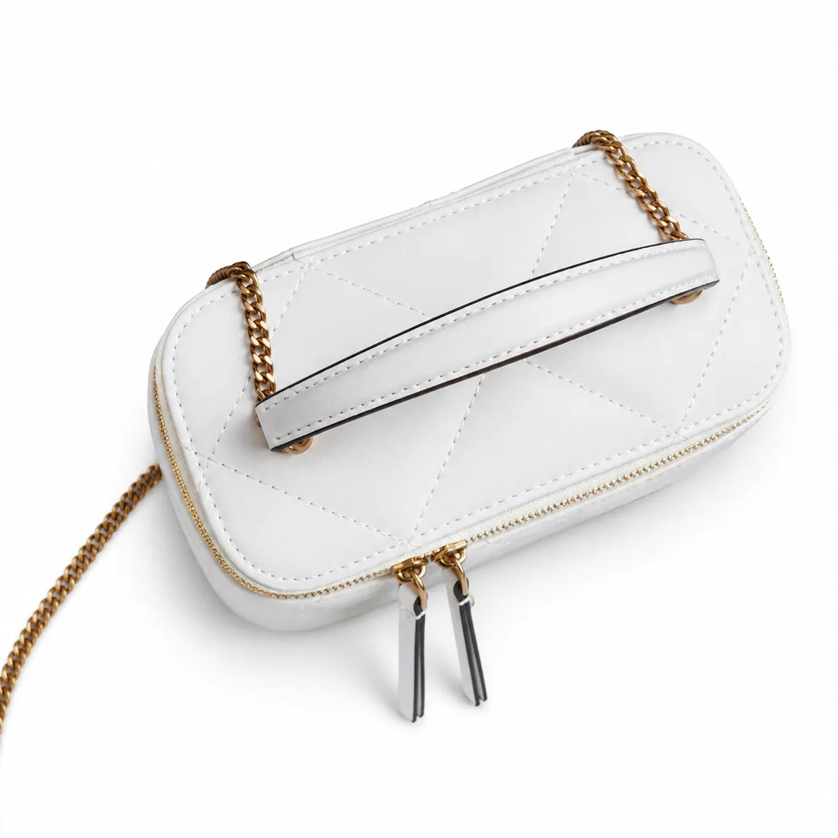 Tory Burch Kira, white lambskin detachable chain shoulder strap small and elegant cosmetic bag can be worn crossbody suitable for women