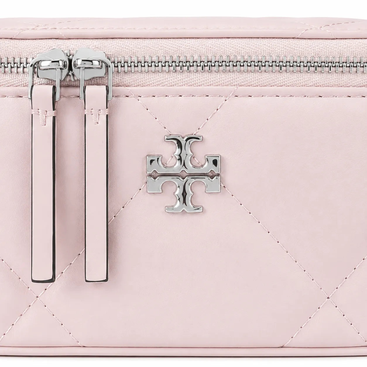 Tory Burch Kira soft pink lambskin bag with detachable chain shoulder strap A small and elegant cosmetic bag that can also be worn crossbody suitable for women