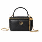 ory Burch Kira black lambskin bag with a detachable chain shoulder strap  a small and elegant cosmetic bag that can also be worn crossbody suitable for women