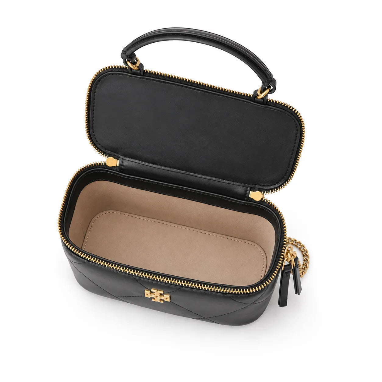 ory Burch Kira black lambskin bag with a detachable chain shoulder strap  a small and elegant cosmetic bag that can also be worn crossbody suitable for women