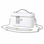 Tory Burch Kira, white calfskin leather detachable chain shoulder strap  small and elegant cosmetic bag  can be worn crossbody  suitable for women