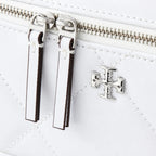 Tory Burch Kira, white calfskin leather detachable chain shoulder strap  small and elegant cosmetic bag  can be worn crossbody  suitable for women