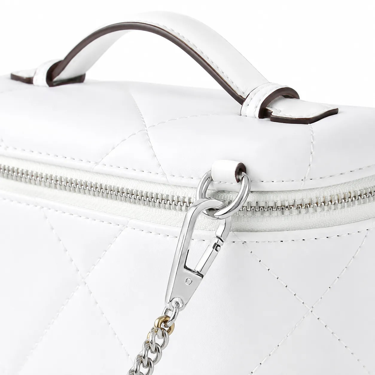 Tory Burch Kira, white calfskin leather detachable chain shoulder strap  small and elegant cosmetic bag  can be worn crossbody  suitable for women