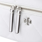 Tory Burch Kira, white calfskin leather detachable chain shoulder strap  small and elegant cosmetic bag  can be worn crossbody  suitable for women