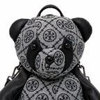 Tory Burch T-strap canvas and black faux leather teddy bear backpack  playful yet stylish  Suitable for women and teenagers