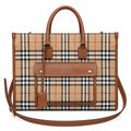 Burberry Freya Large Vintage Check Tote Bag with Front Pocket Detachable Leather Crossbody Strap Work Travel Handbag 40x30cm