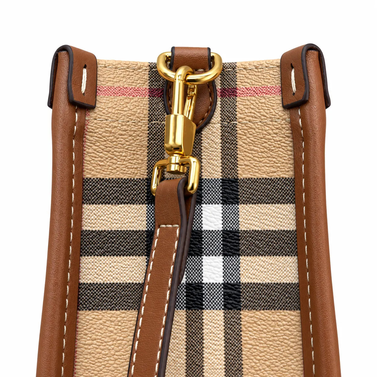 Burberry Classic Vintage Check Top Handle Tote Bag | Small Coated Canvas Leather Crossbody Shoulder Bag for Women - Beige