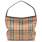 Burberry Nova Check Hobo Shoulder Bag with Matching Wristlet Pouch | Classic Canvas Leather Underarm Bag — Haymarket Beige