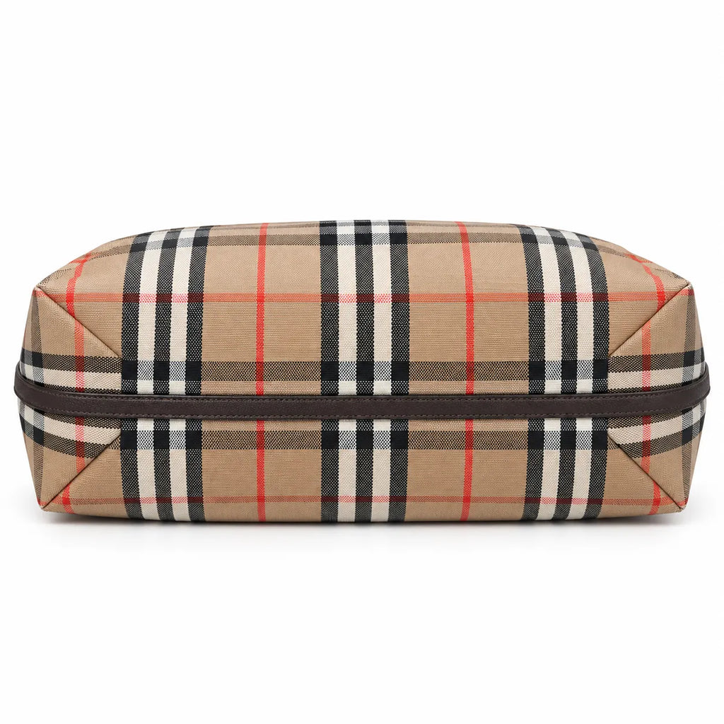 Burberry Nova Check Hobo Shoulder Bag with Matching Wristlet Pouch | Classic Canvas Leather Underarm Bag — Haymarket Beige
