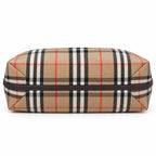 Burberry Nova Check Hobo Shoulder Bag with Matching Wristlet Pouch | Classic Canvas Leather Underarm Bag — Haymarket Beige