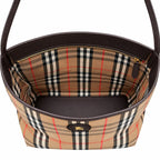Burberry Nova Check Hobo Shoulder Bag with Matching Wristlet Pouch | Classic Canvas Leather Underarm Bag — Haymarket Beige