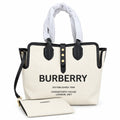 Burberry Horseferry Canvas Tote Bag with Pouch & Strap | Logo Shopper Shoulder Bag