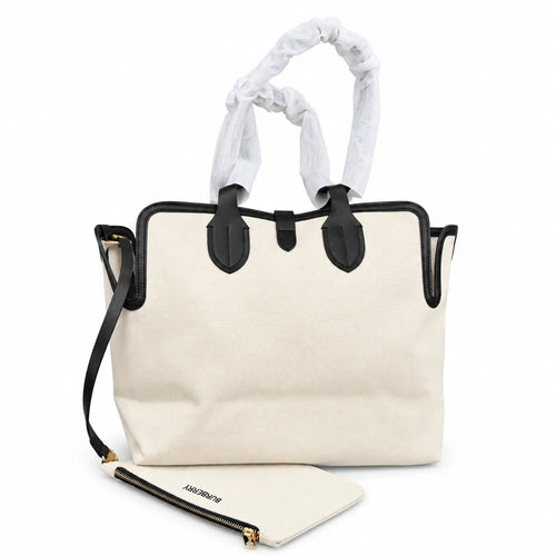 Burberry Horseferry Canvas Tote Bag with Pouch & Strap | Logo Shopper Shoulder Bag